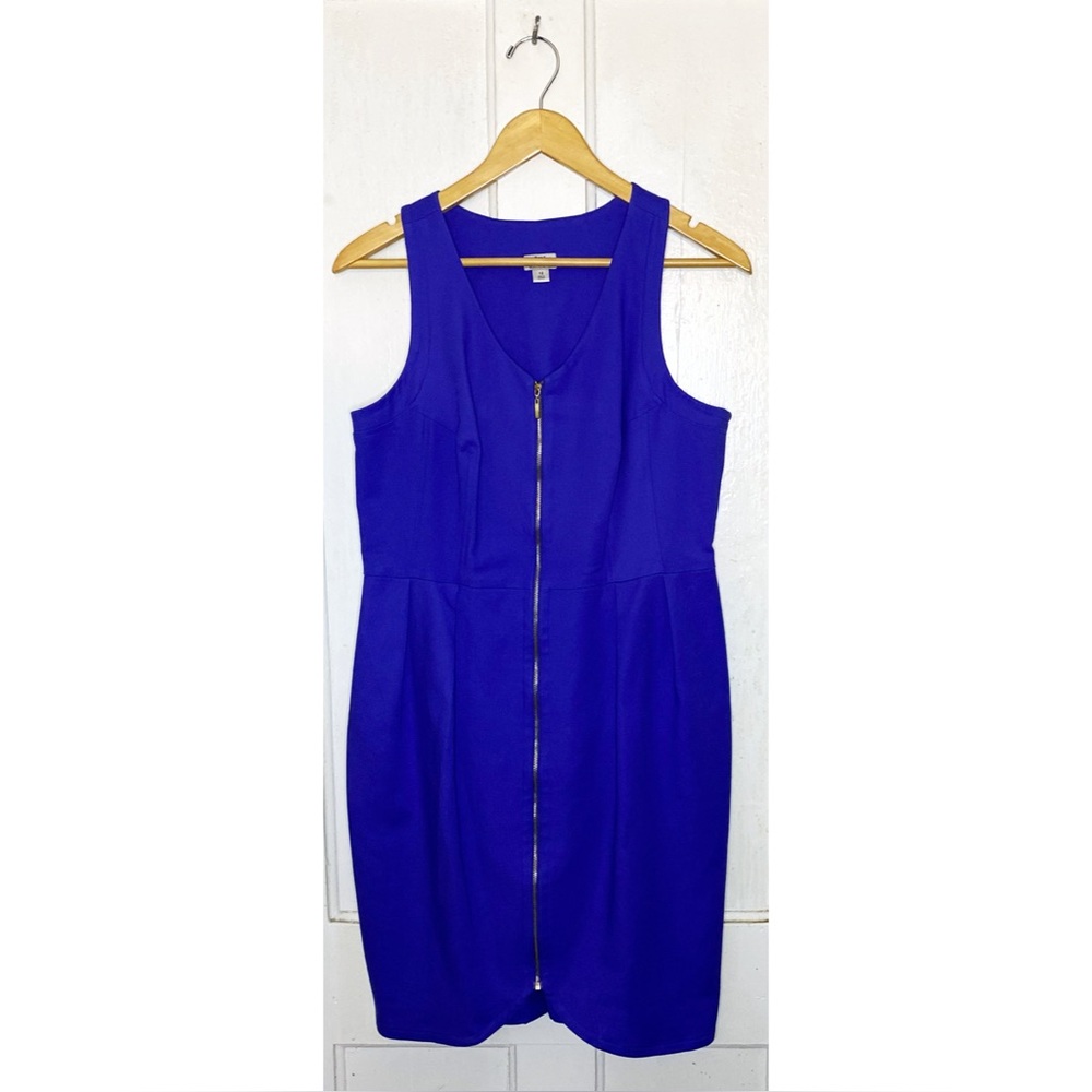 Worthington : size : 12 : cobalt blue sleeveless zipper bodycon v-neck dress